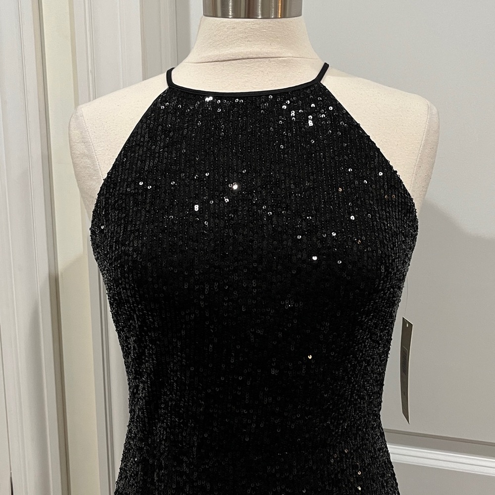 New! Eliza J Black Sequin Gown‎ Sleeveless Mermaid Dress Cocktail Size 8 - Picture 3 of 16